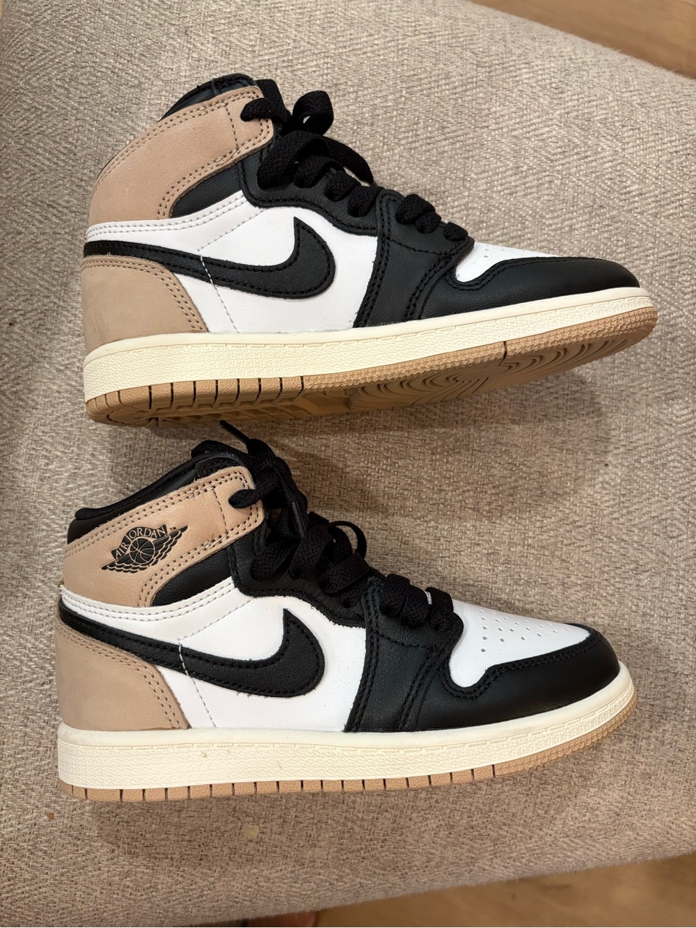 NWOT Air Jordan Kids High-Top Sneakers - White/Black/Tan